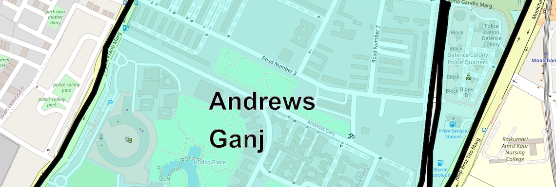 Location Map of Andrews Ganj, Delhi