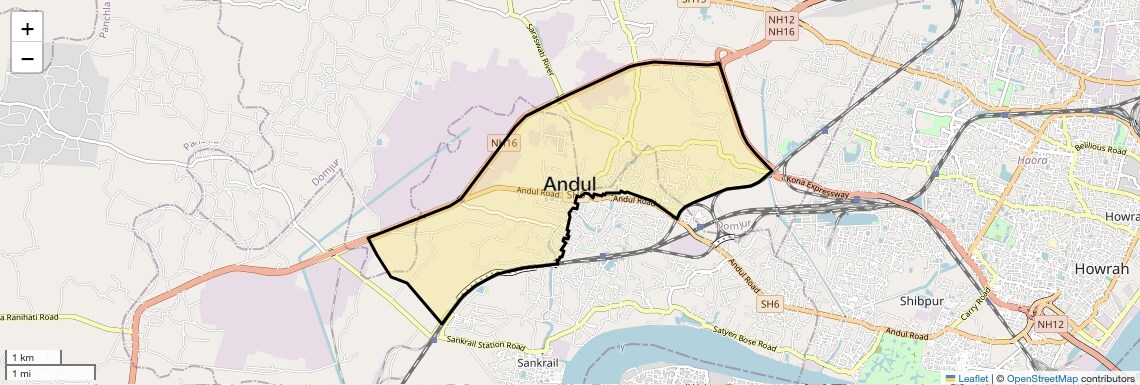 Location Map of Andul, Kolkata