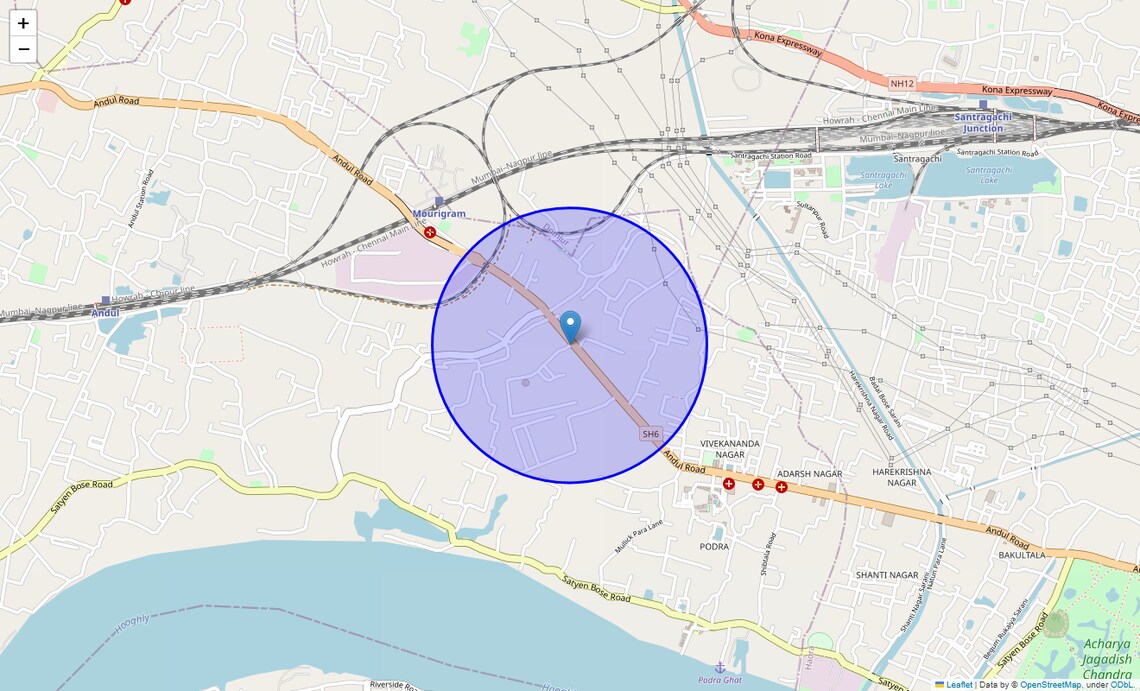 Location Map of Andul Road, Kolkata