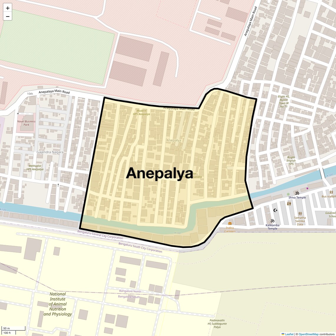 Location Map of Anepalya, Bangalore