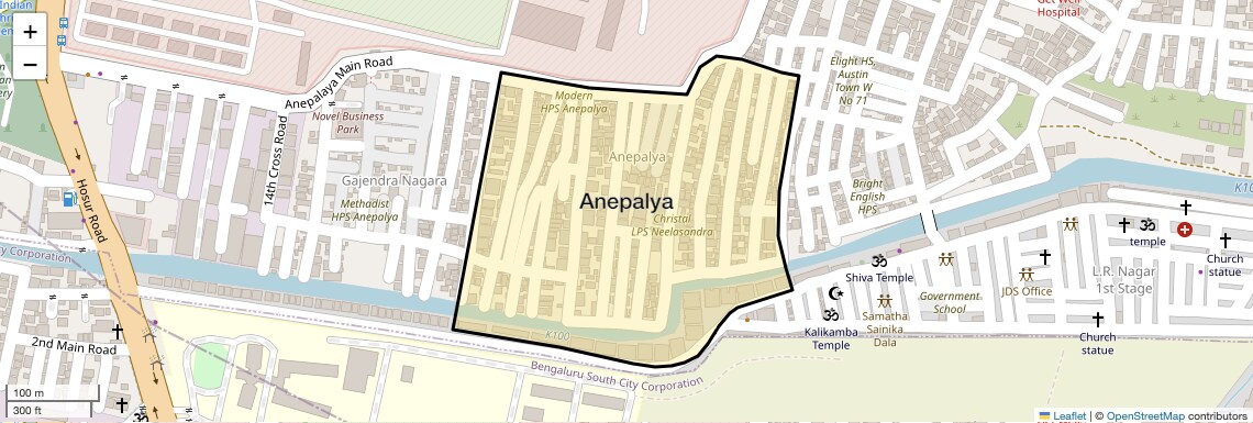 Location Map of Anepalya, Bangalore