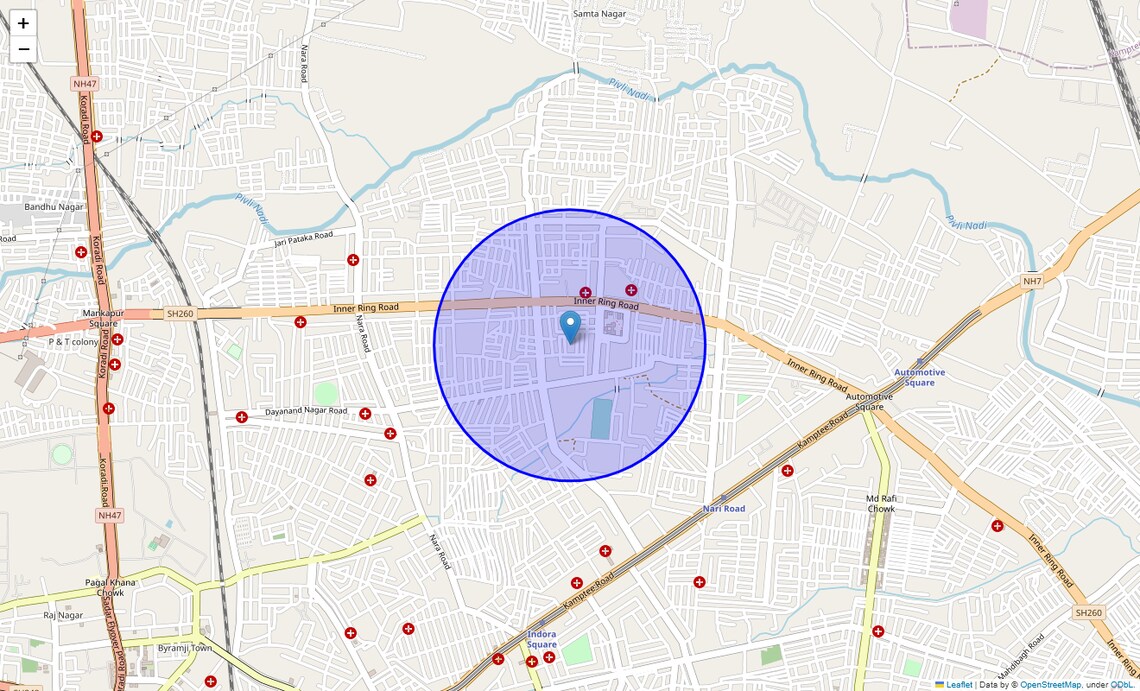 Location Map of Angulimal Nagar, Nagpur