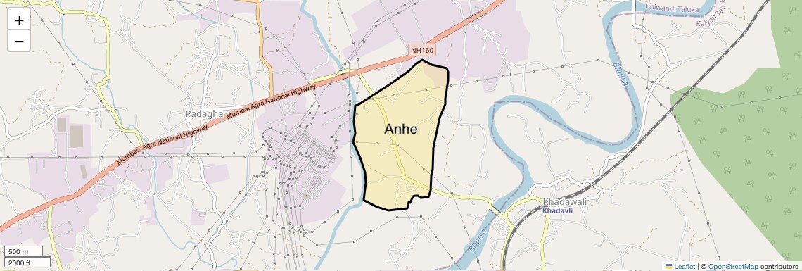 Location Map of Anhe, Thane