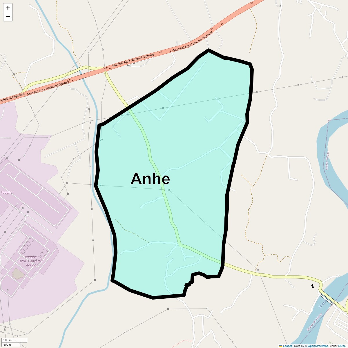 Location Map of Anhe, Thane