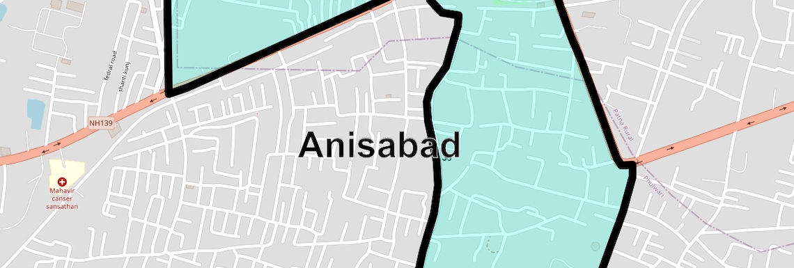 Location Map of Anisabad, Patna
