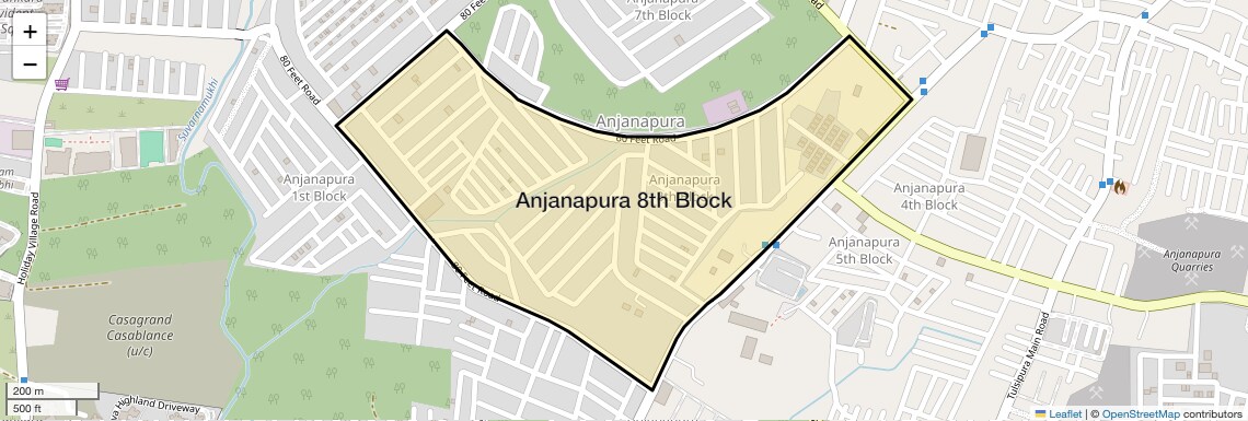 Location Map of Anjanapura 8th Block, Bangalore