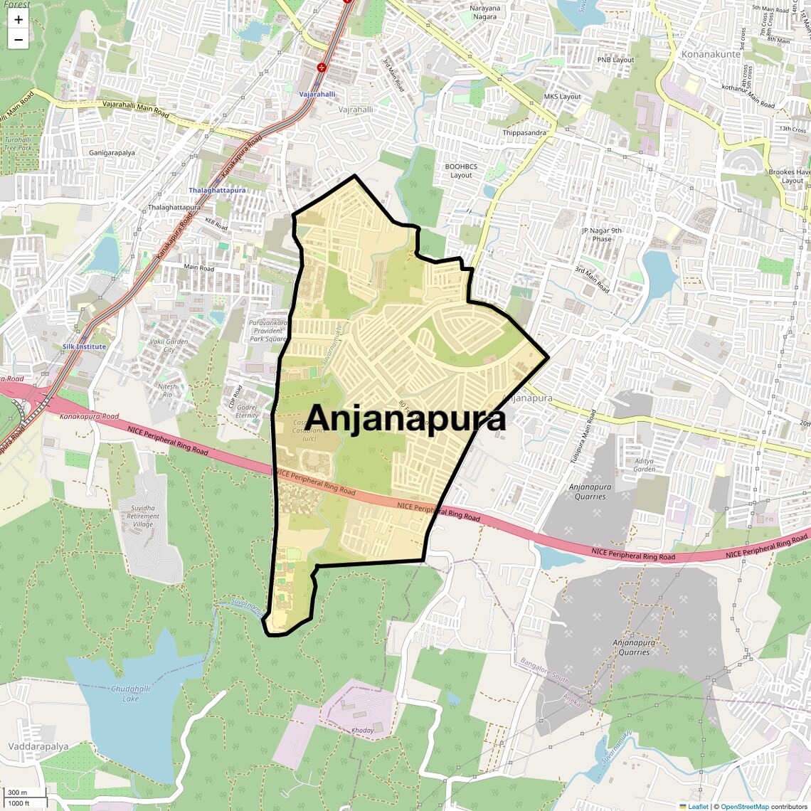Location Map of Anjanapura, Bangalore