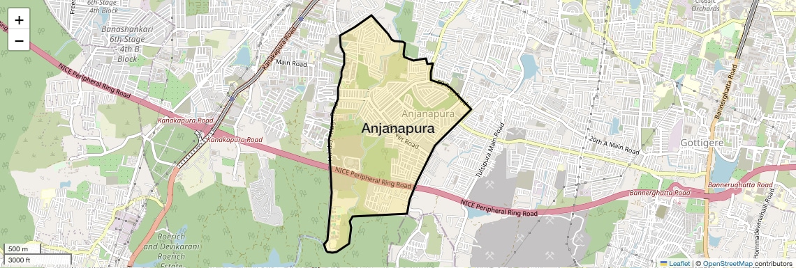 Location Map of Anjanapura, Bangalore
