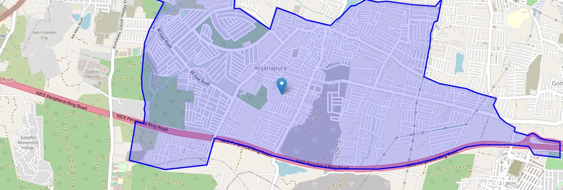 Location Map of Anjanapura, Bangalore