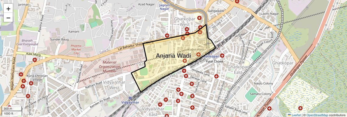 Location Map of Anjaria Wadi, Mumbai