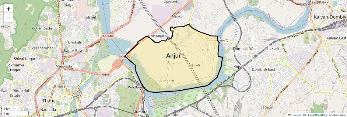 Location Map of Anjur, Thane
