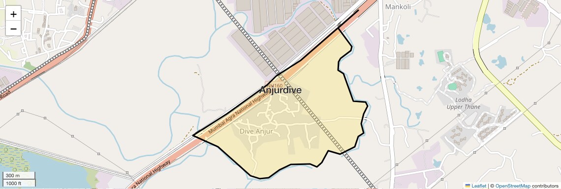 Location Map of Anjurdive, Thane