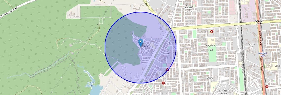 Location Map of Ankheer, Faridabad