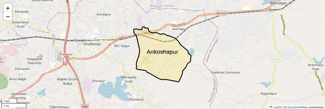 Location Map of Ankushapur, Hyderabad