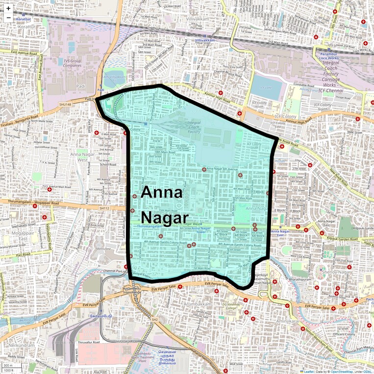 Location Map of Anna Nagar