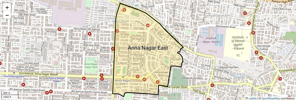 Location Map of Anna Nagar East, Chennai
