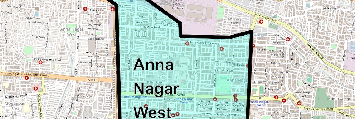 Location Map of Anna Nagar West, Chennai