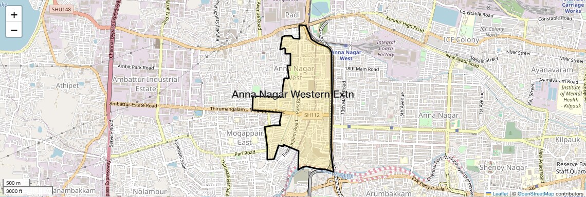 Location Map of Anna Nagar Western Extn, Chennai