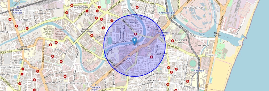 Location Map of Anna Salai, Chennai