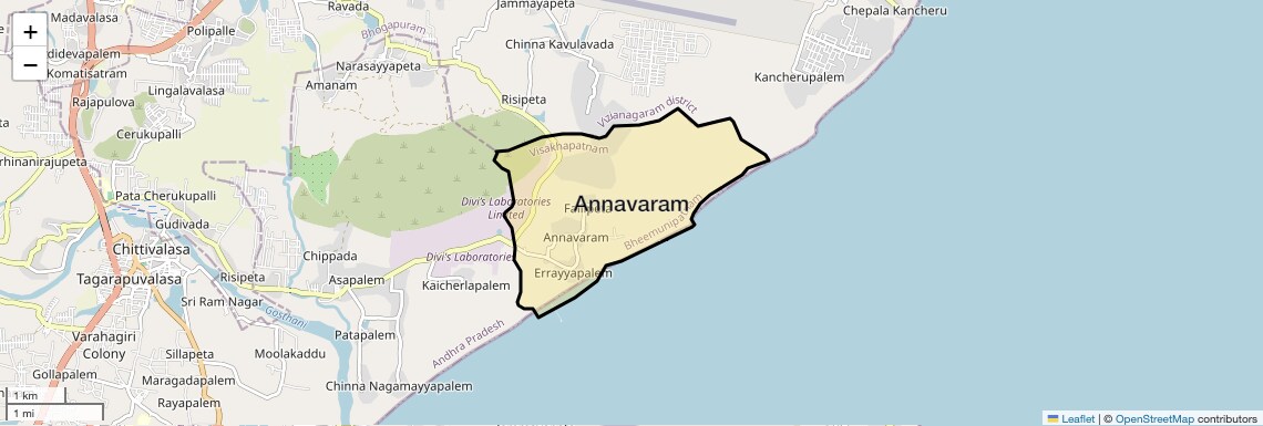 Location Map of Annavaram, Vizag
