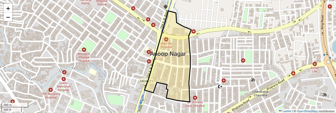 Location Map of Anoop Nagar, Indore