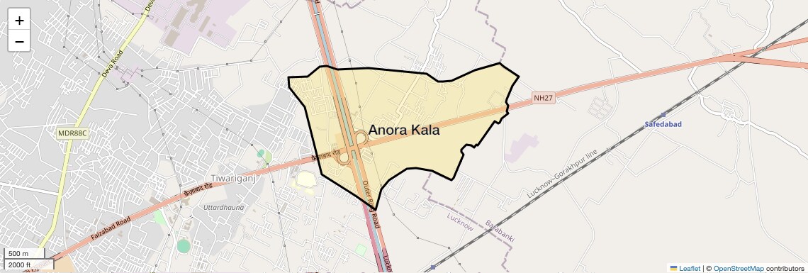 Location Map of Anora Kala, Lucknow