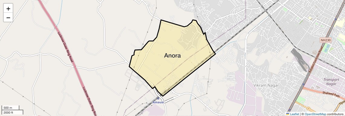 Location Map of Anora, Lucknow