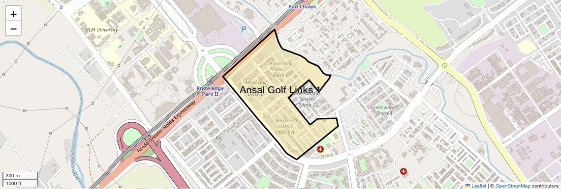 Location Map of Ansal Golf Links 1, Greater Noida