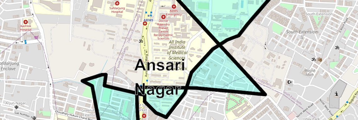 Location Map of Ansari Nagar, Delhi