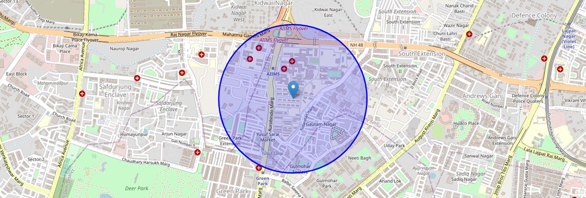 Location Map of Ansari Nagar East, Delhi