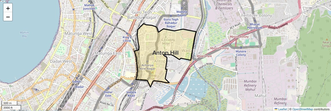 Location Map of Antop Hill, Mumbai
