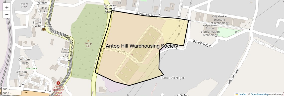 Location Map of Antop Hill Warehousing Society, Mumbai