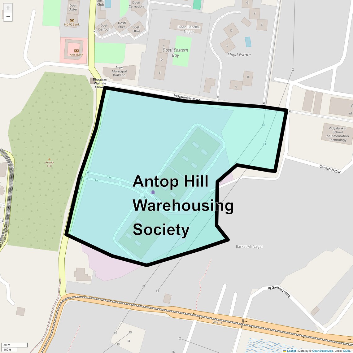 Location Map of Antop Hill Warehousing Society, Mumbai