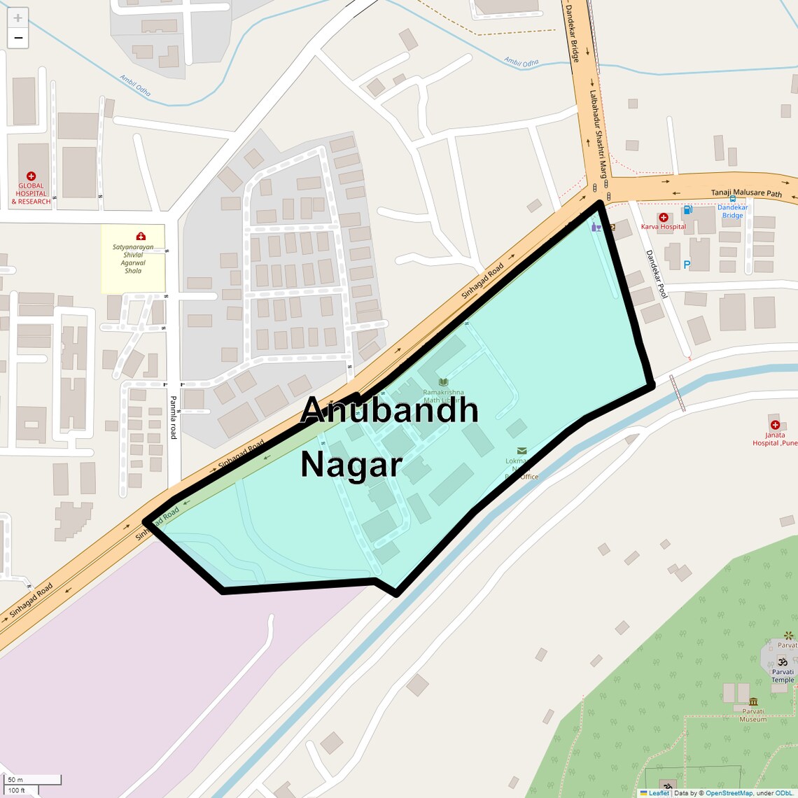 Location Map of Anubandh Nagar, Pune