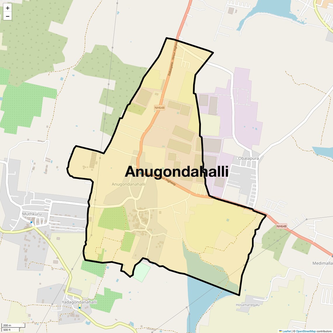 Location Map of Anugondahalli, Bangalore