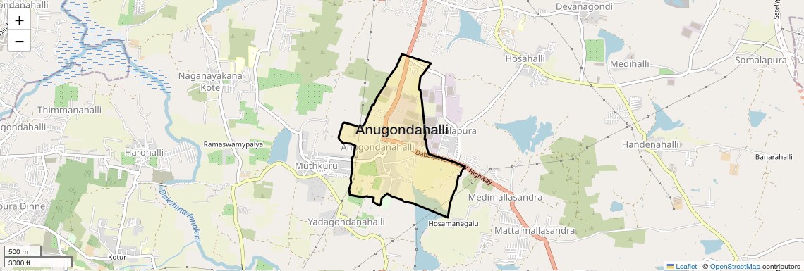 Location Map of Anugondahalli, Bangalore