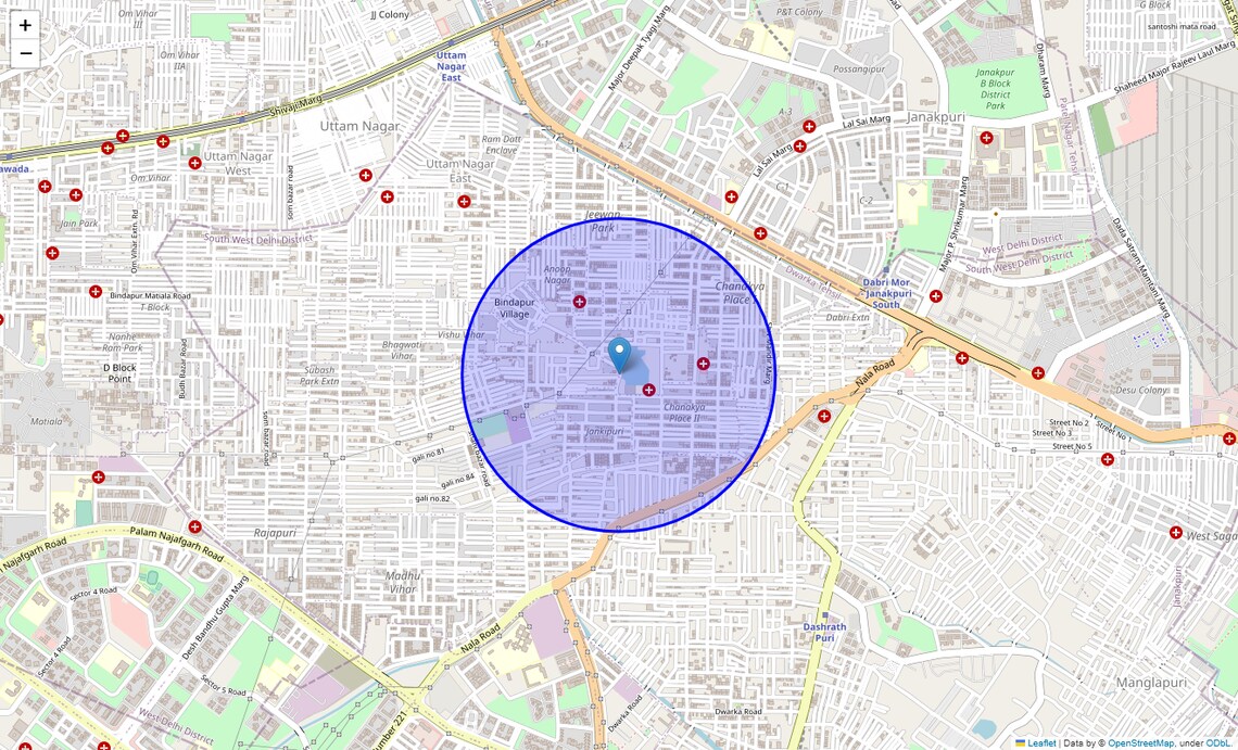 Location Map of Anup Nagar, Delhi
