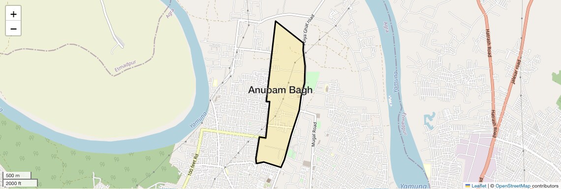 Location Map of Anupam Bagh, Agra