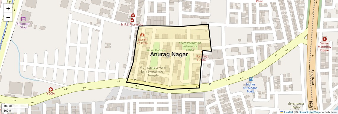 Location Map of Anurag Nagar, Indore