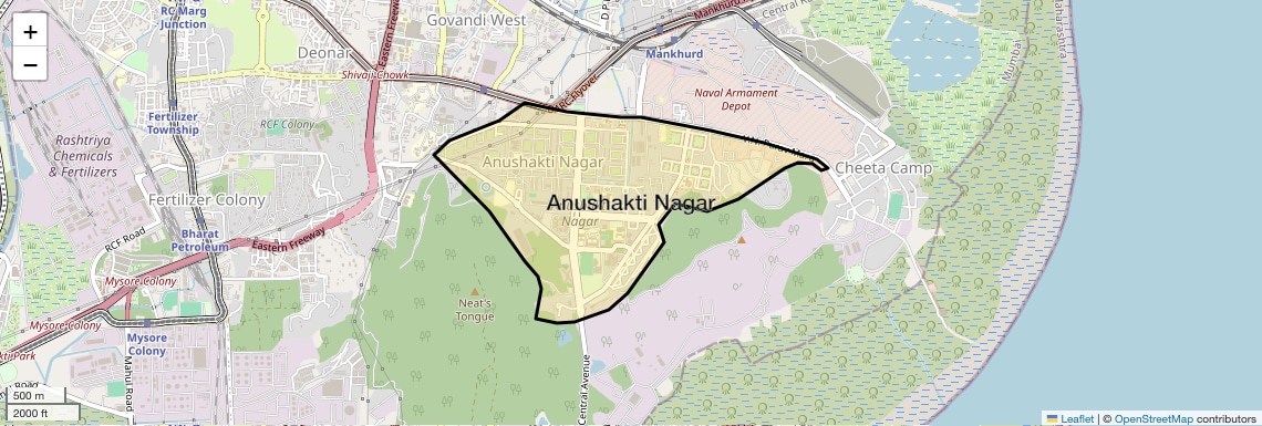 Location Map of Anushakti Nagar, Mumbai