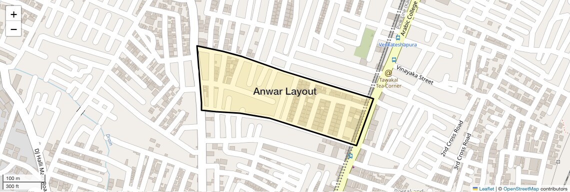 Location Map of Anwar Layout, Bangalore