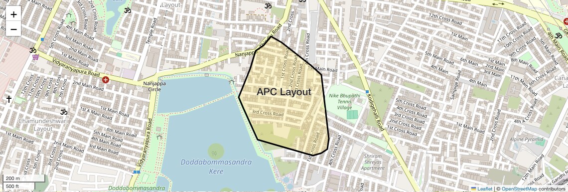 Location Map of APC Layout, Bangalore