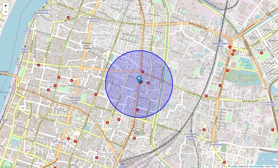 Location Map of APC Road, Kolkata