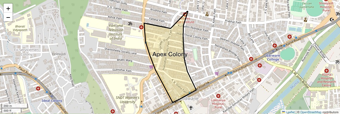 Location Map of Apex Colony, Pune