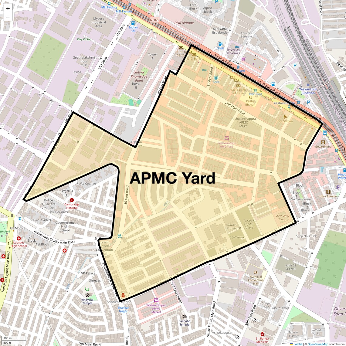 Location Map of Apmc Yard, Bangalore