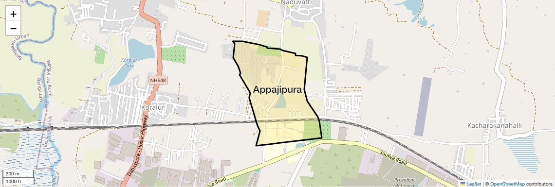 Location Map of Appajipura, Bangalore
