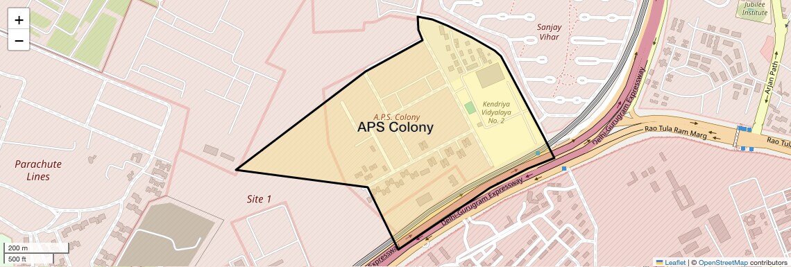 Location Map of APS Colony, Delhi
