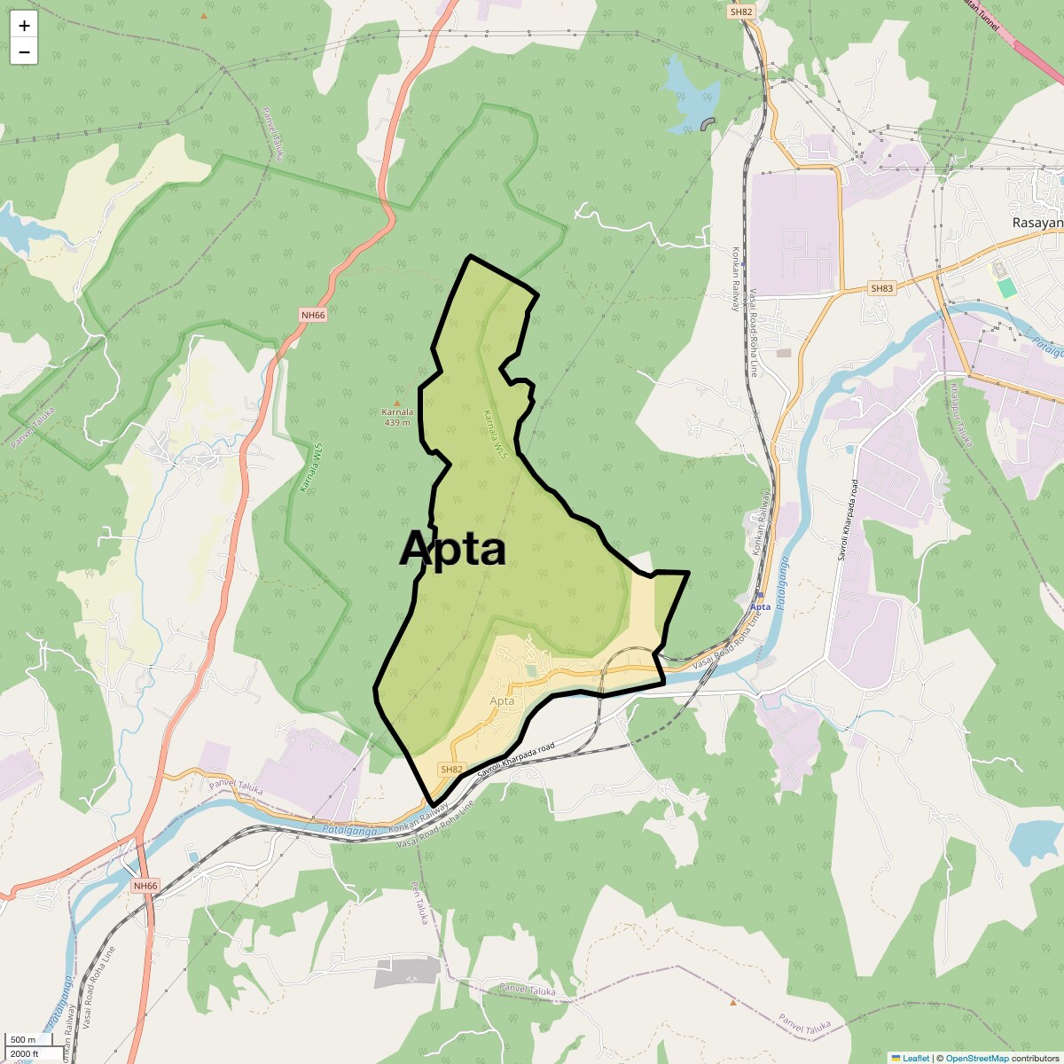 Location Map of Apta, Navi Mumbai