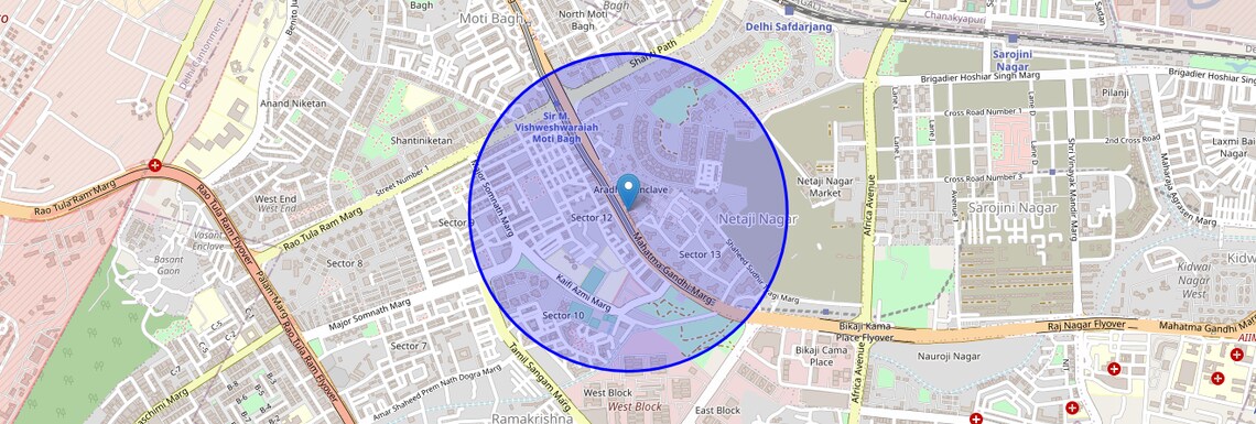 Location Map of Aradhana Enclave, Delhi