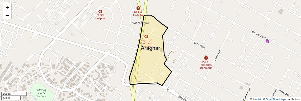 Location Map of Araghar, Dehradun